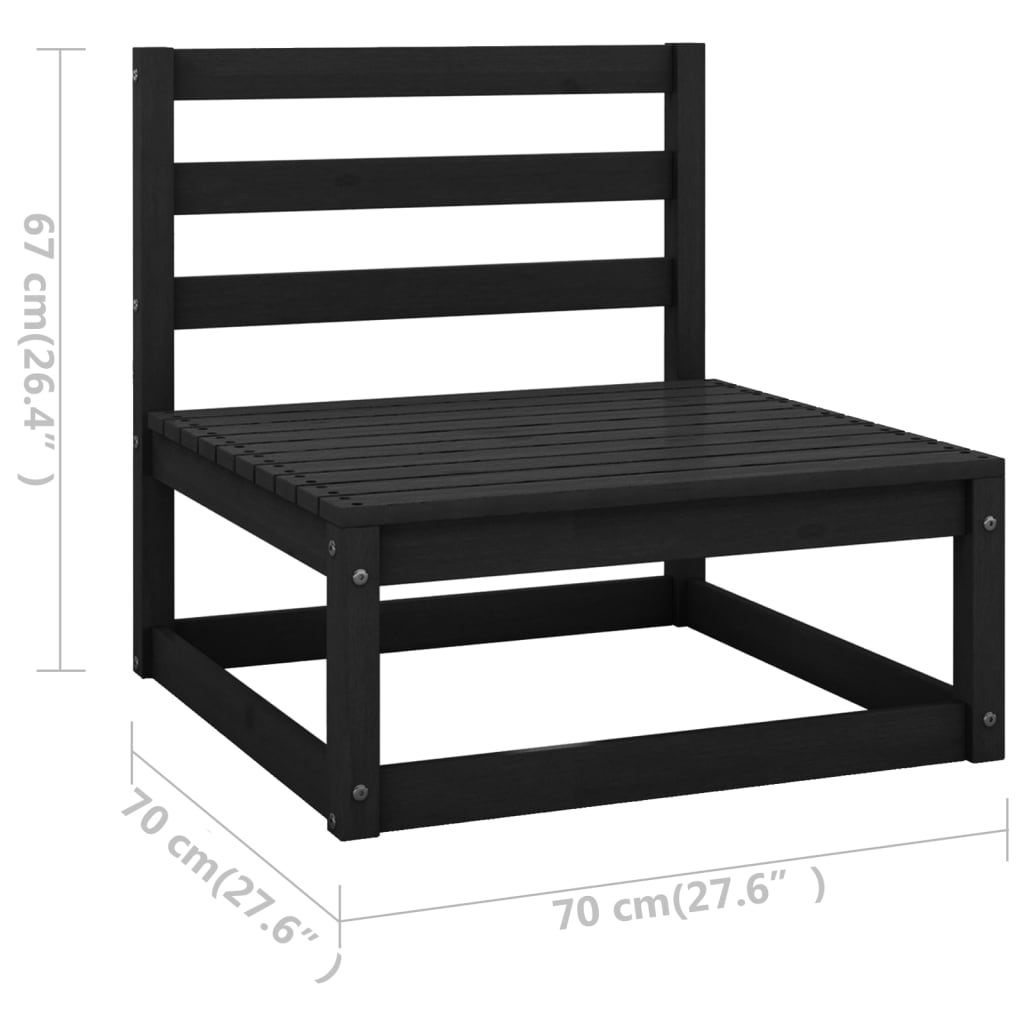 Salon de jardin 12 pcs avec coussins Noir Bois de pin massif