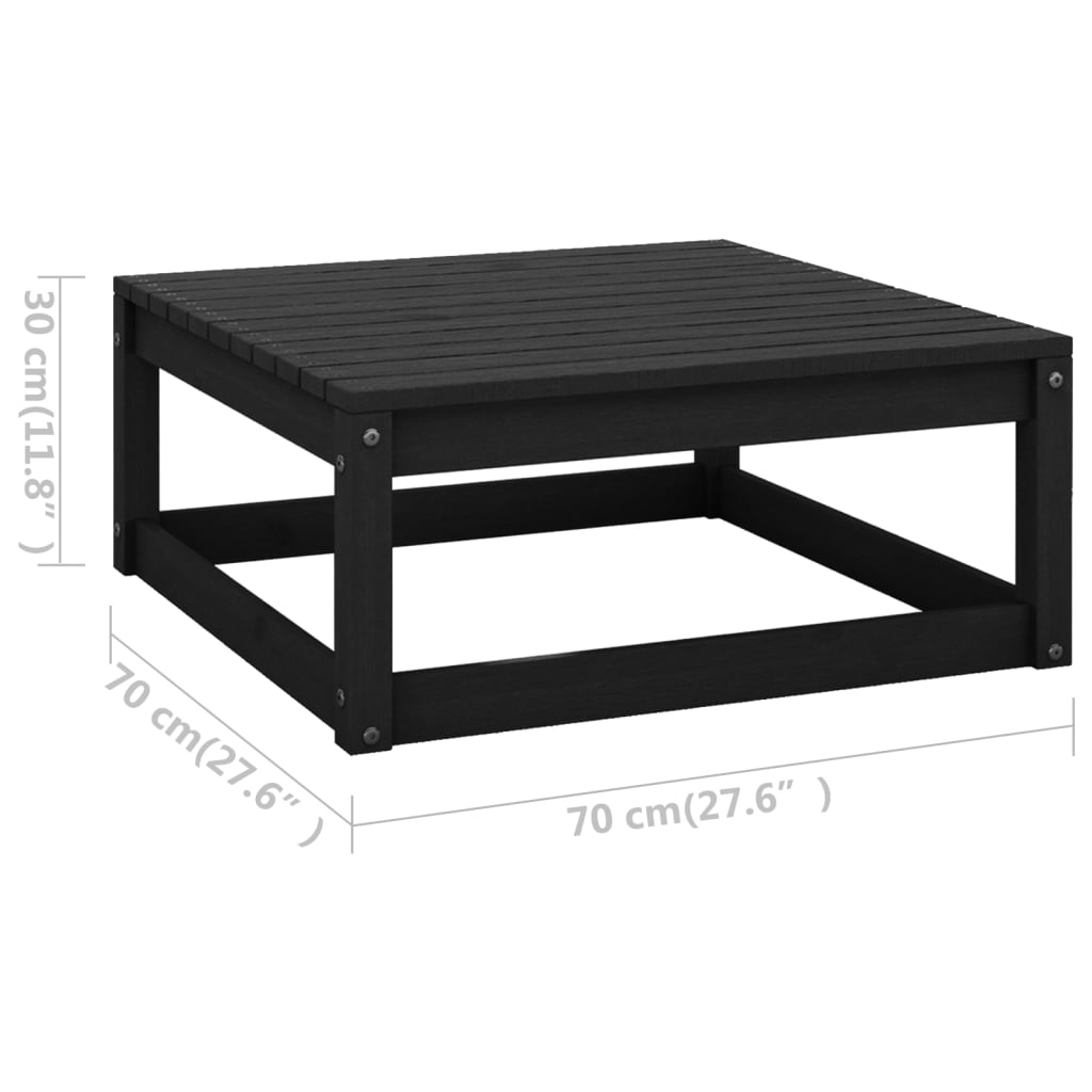 Salon de jardin 12 pcs avec coussins Noir Bois de pin massif