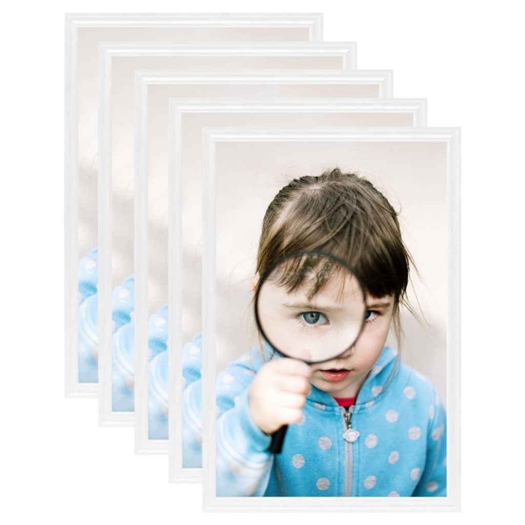 Collage de cadres photo 5 pcs au mur table Blanc 21x29,7 cm MDF