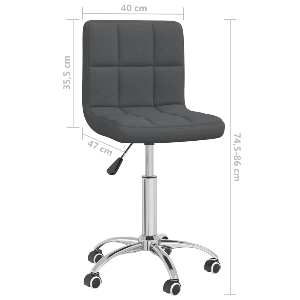 Chaises pivotantes de salle à manger 2 pcs Gris foncé Tissu