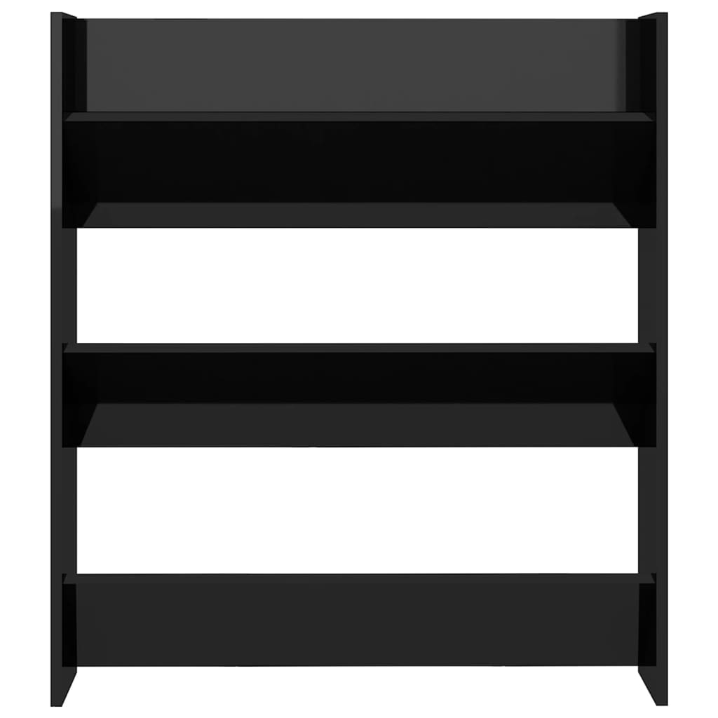 Armoire à chaussures murale Noir brillant 80x18x90 cm Aggloméré