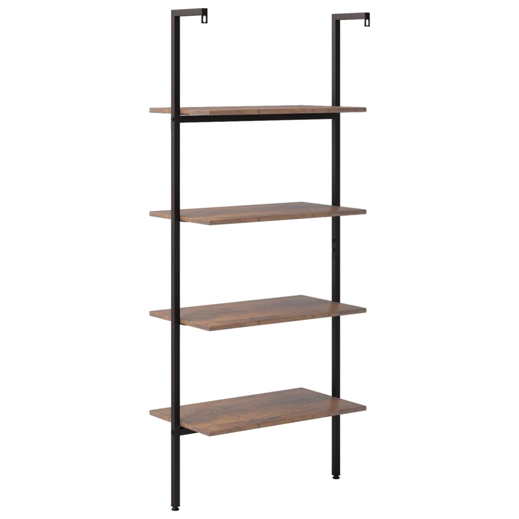 Étagère inclinée 4 niveaux Marron foncé et noir 64x35x152,5 cm