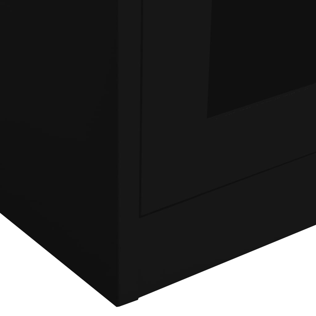 Armoire de bureau Noir 90x40x180 cm Acier et verre trempé