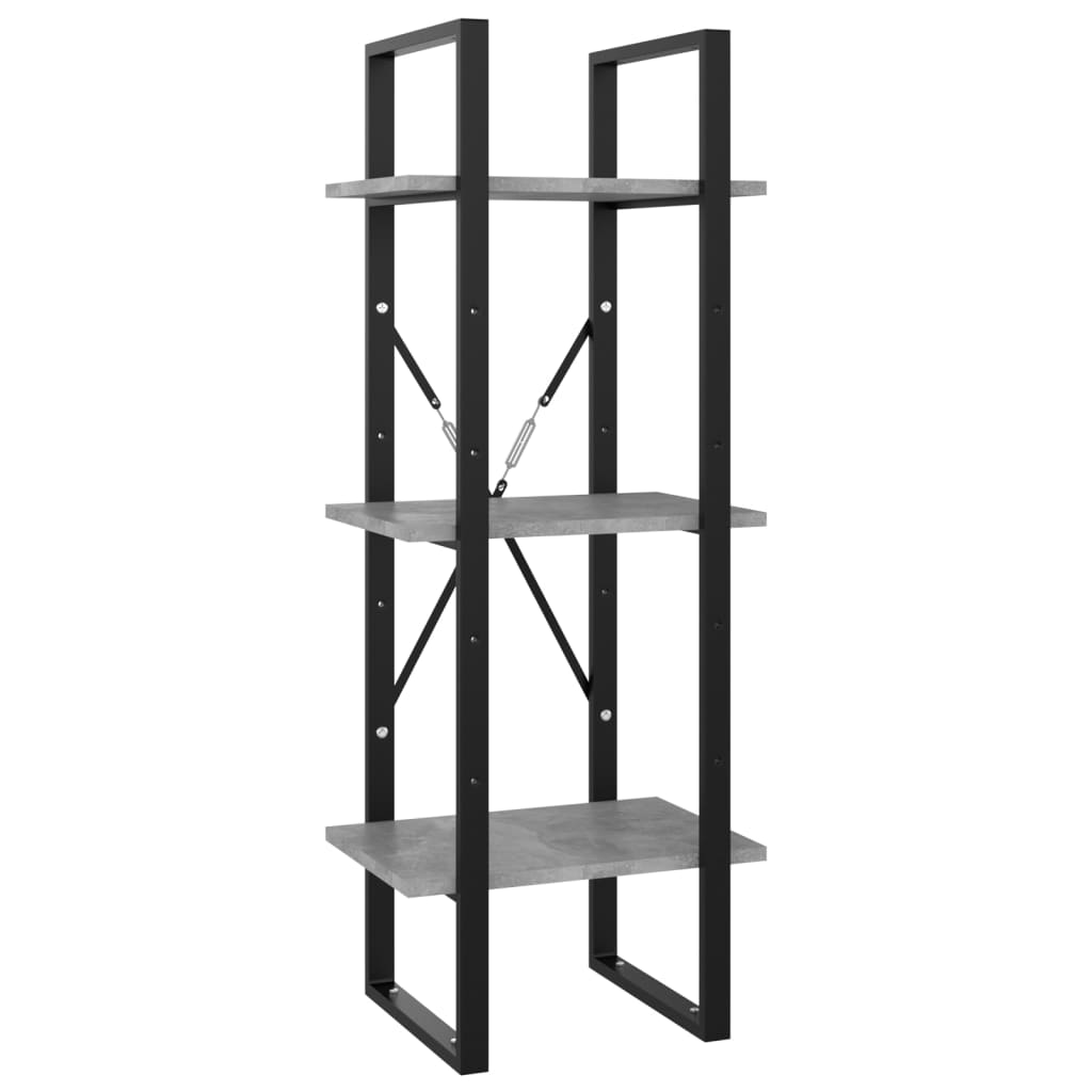 Bibliothèque à 3 niveaux Gris béton 40x30x105 cm Aggloméré