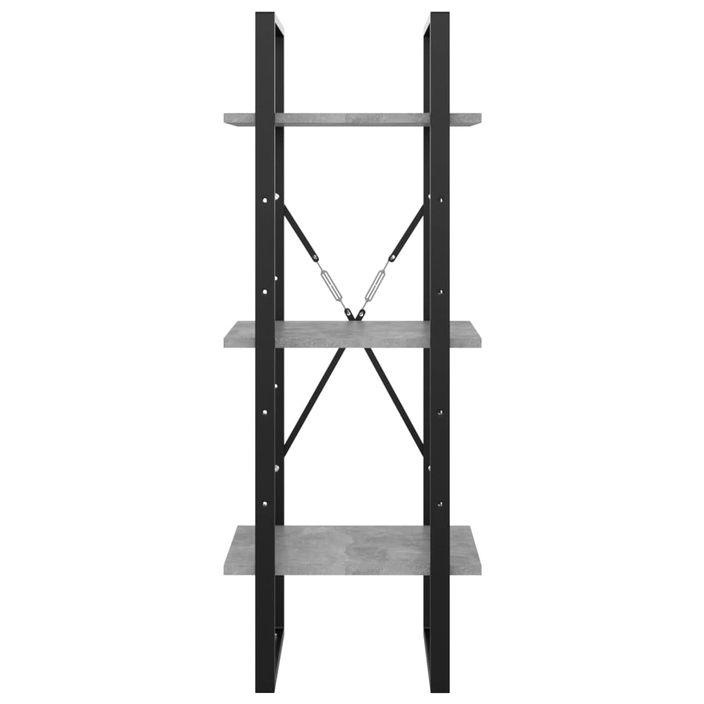 Bibliothèque à 3 niveaux Gris béton 40x30x105 cm Aggloméré