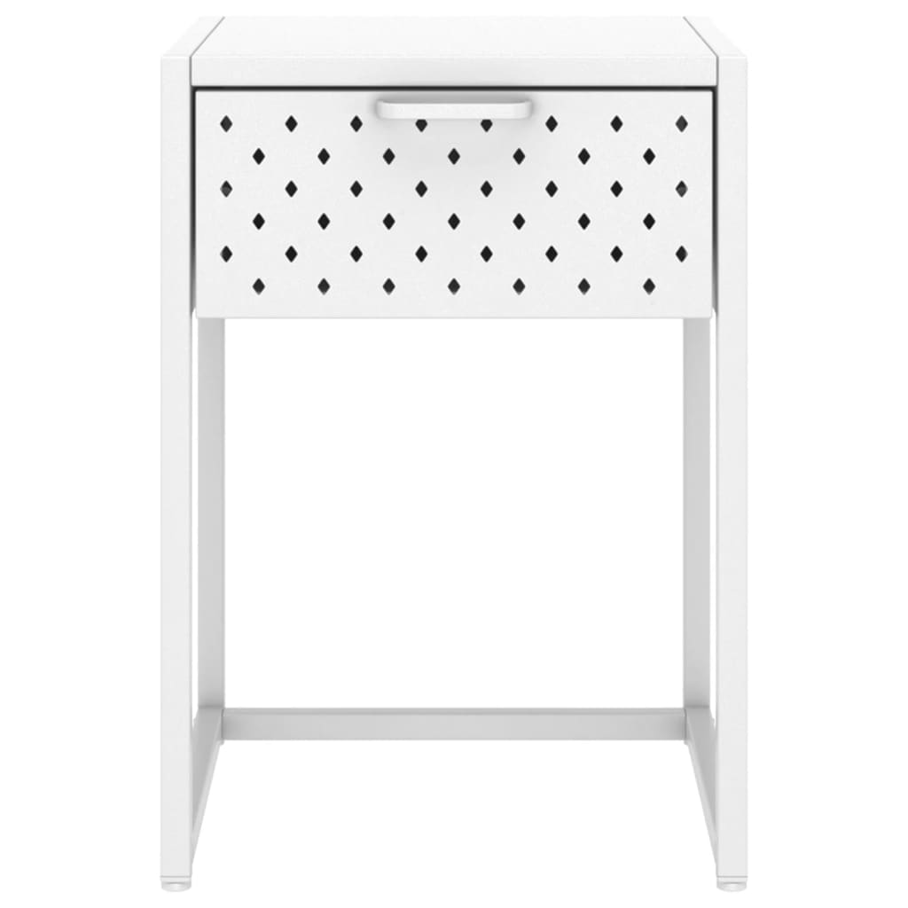 Table de chevet Blanc 38x35x54 cm Acier