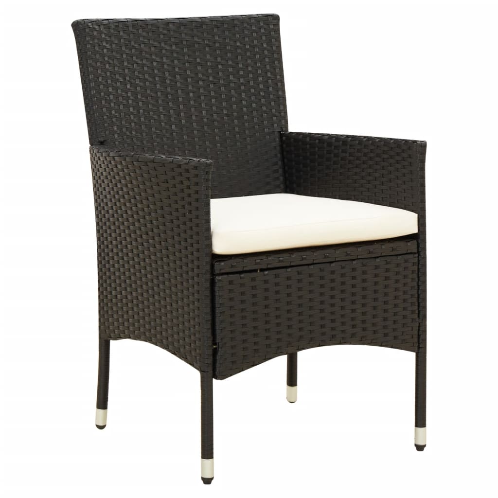 Chaises de jardin avec coussins 4 pcs Résine tressée Noir