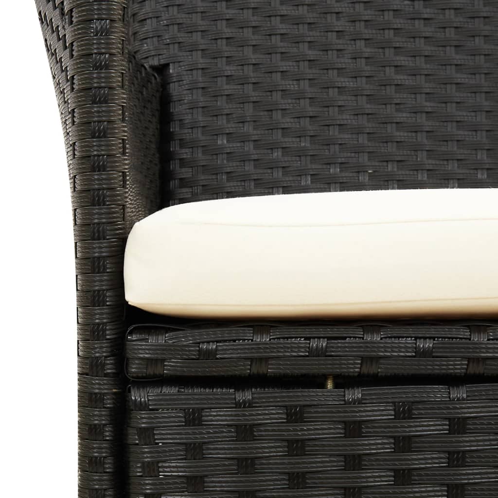 Chaises de jardin avec coussins 4 pcs Résine tressée Noir