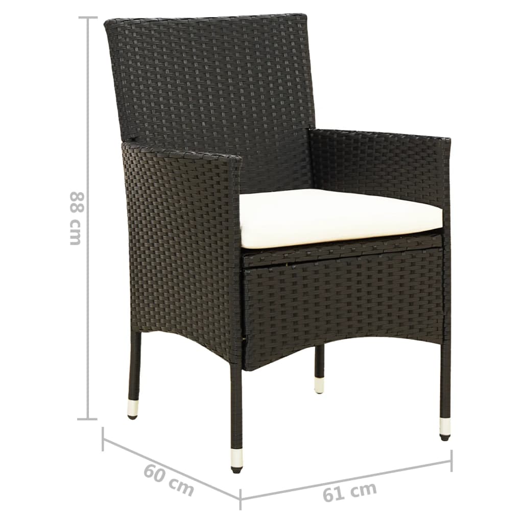 Chaises de jardin avec coussins 4 pcs Résine tressée Noir