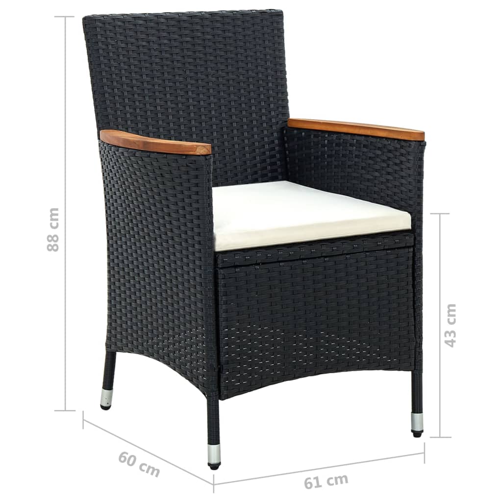 Chaises de salle à manger de jardin 4 pcs Résine tressée Noir