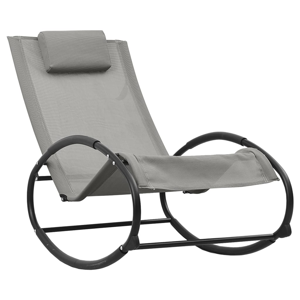 Chaise longue avec oreiller Acier et textilène Gris