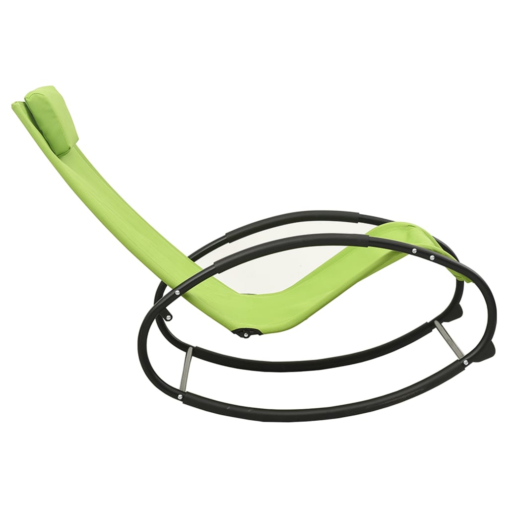 Chaise longue avec oreiller Acier et textilène Vert