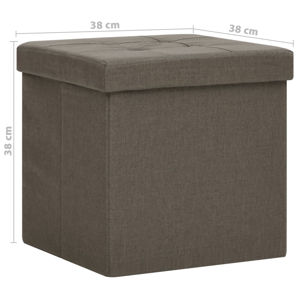 Tabourets de rangement pliables 2 pcs Marron Faux lin