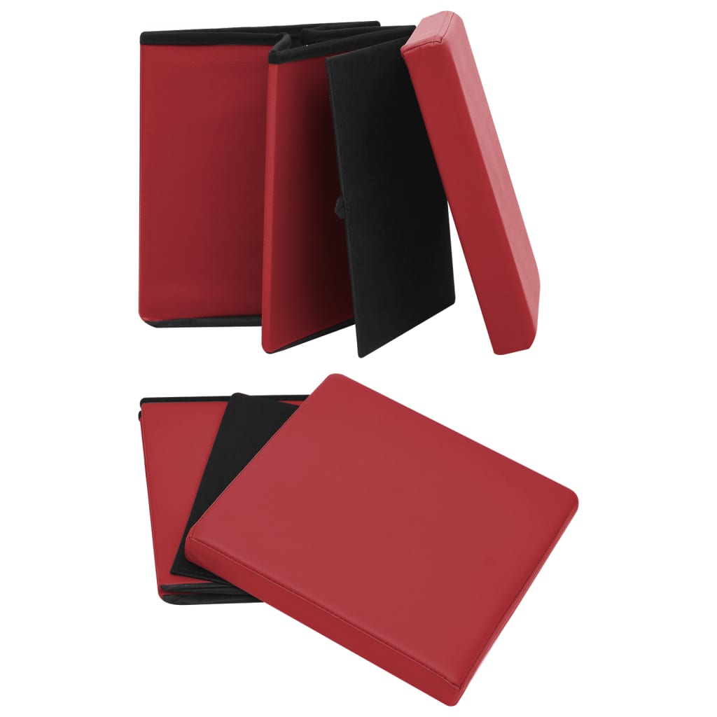 Tabourets de rangement pliables 2 pcs Rouge bordeaux PVC