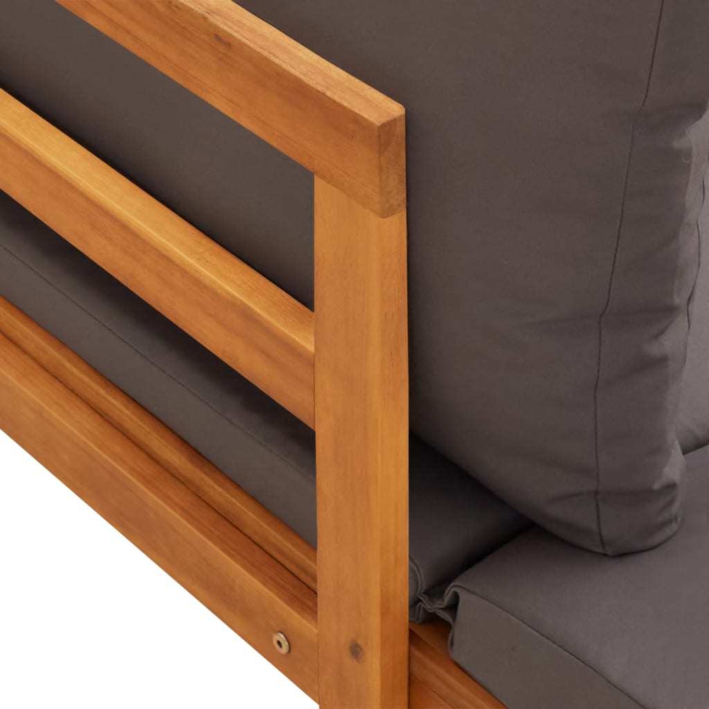Salon de jardin 5 pcs avec coussins gris foncé Bois d'acacia