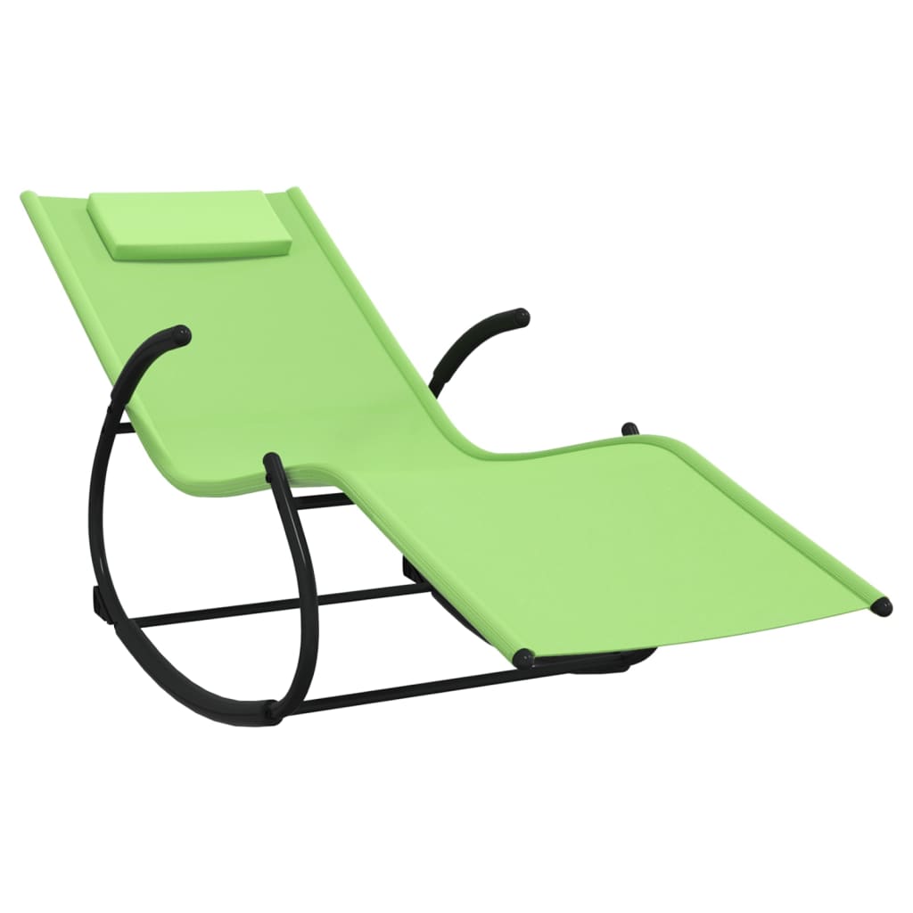 Chaise longue à bascule Vert Acier et textilène