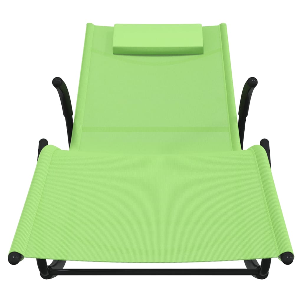 Chaise longue à bascule Vert Acier et textilène