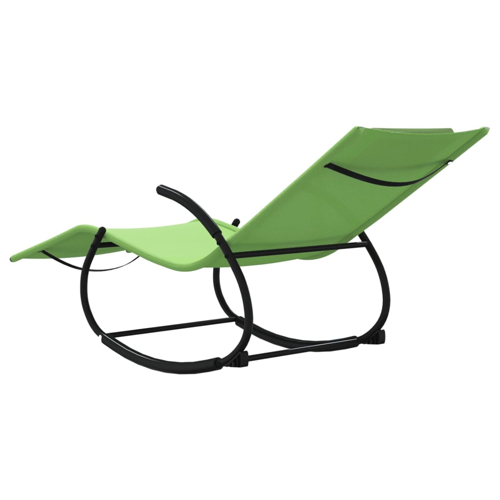 Chaise longue à bascule Vert Acier et textilène