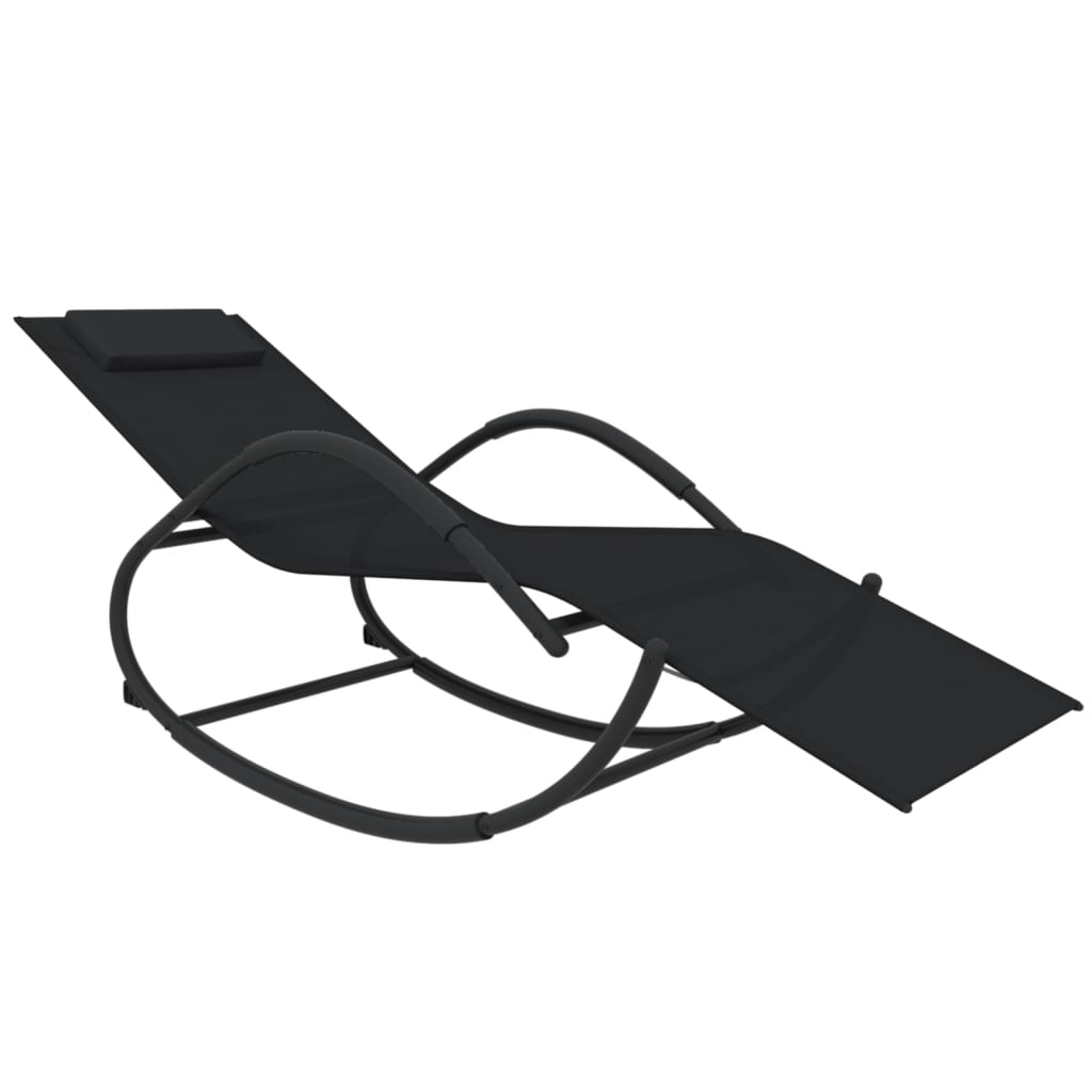 Chaise longue à bascule Noir Acier et textilène