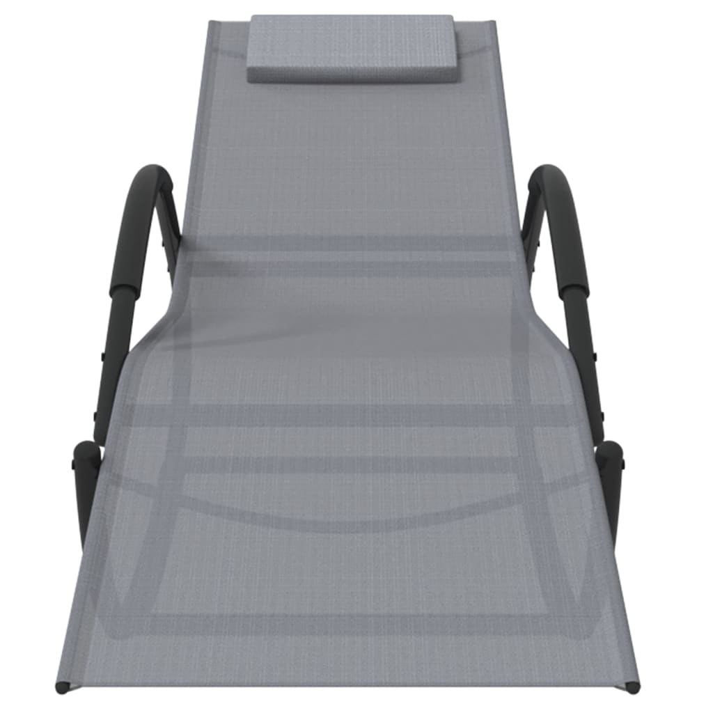 Chaise longue à bascule Gris Acier et textilène