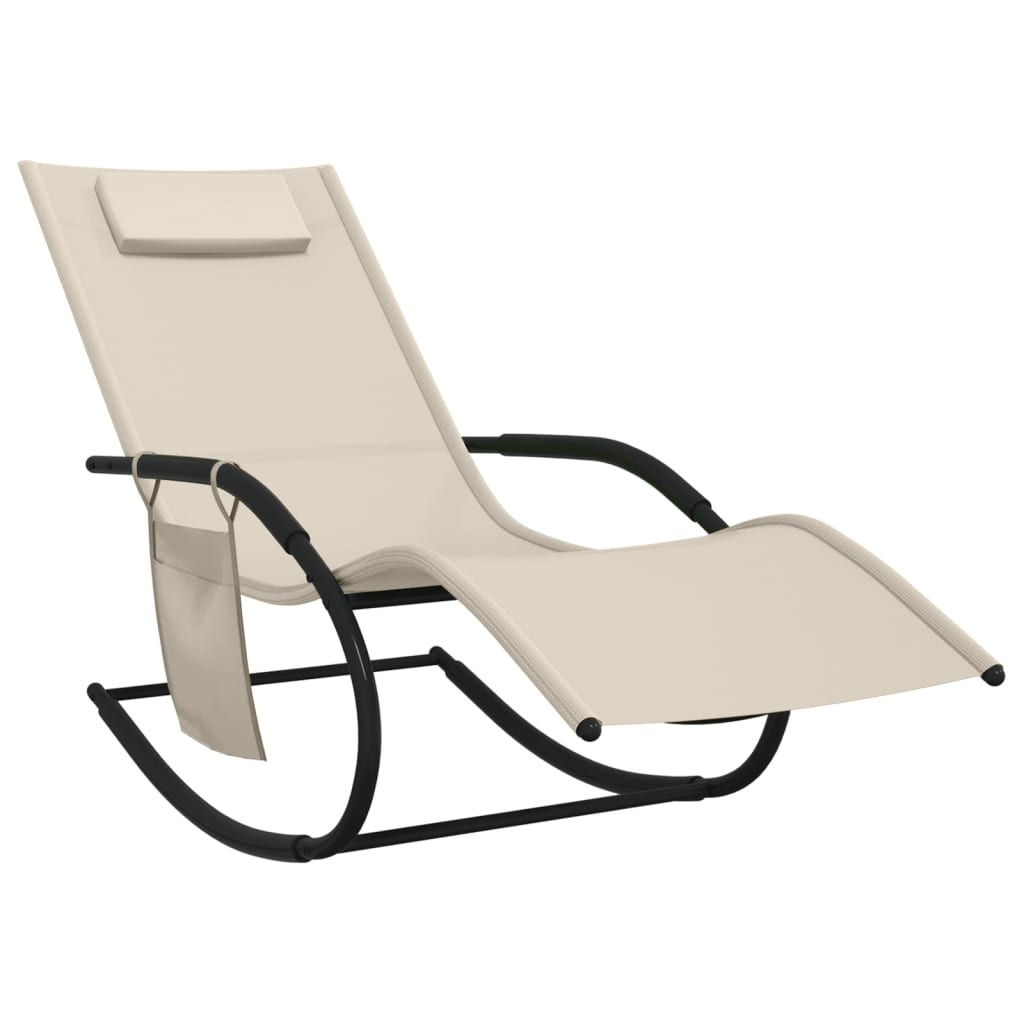Chaise longue à bascule Crème Acier et textilène