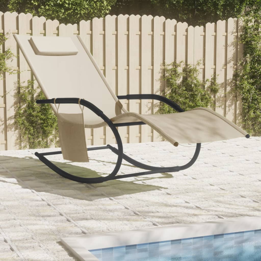 Chaise longue à bascule Crème Acier et textilène