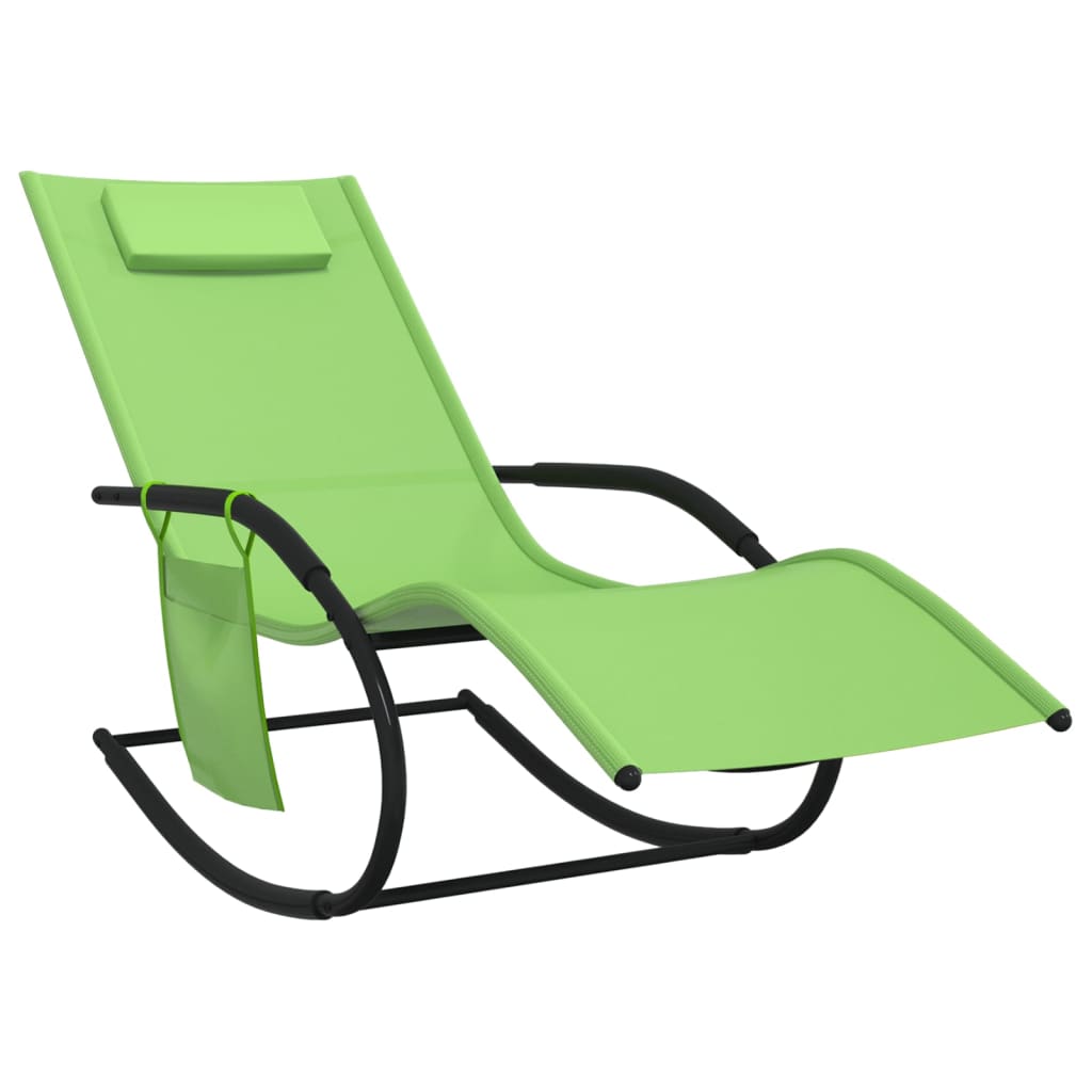Chaise longue à bascule Vert Acier et textilène