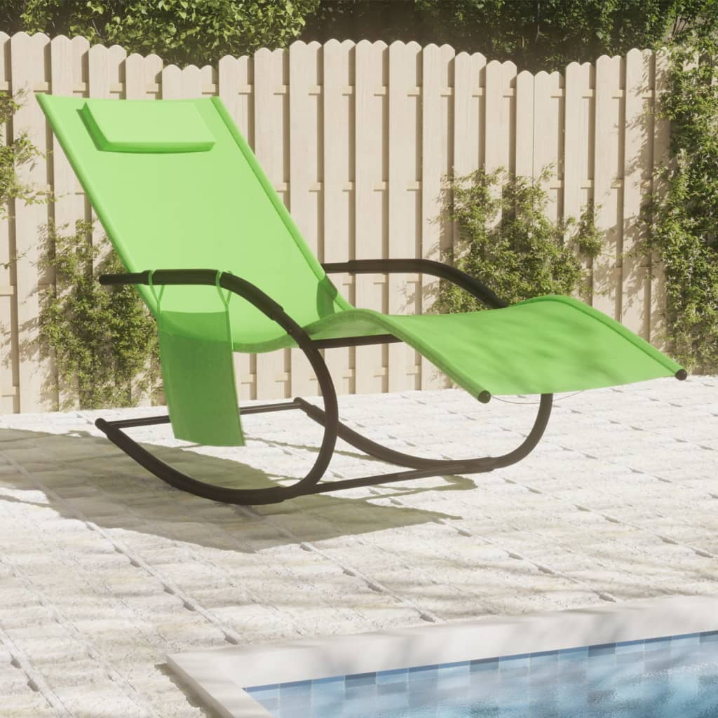 Chaise longue à bascule Vert Acier et textilène