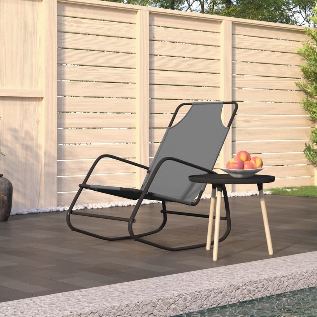 Chaise longue à bascule Gris Acier et textilène