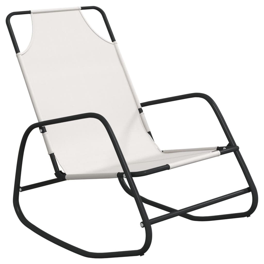 Chaise longue à bascule Crème Acier et textilène
