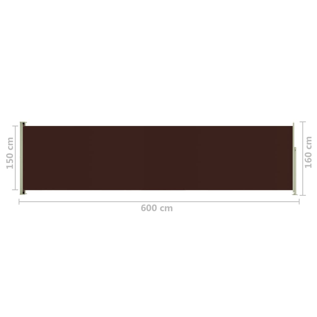 Auvent latéral rétractable de patio 160x600 cm Marron