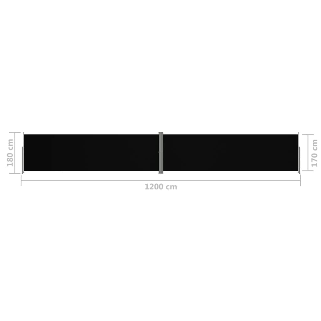 Auvent latéral rétractable Noir 180x1200 cm