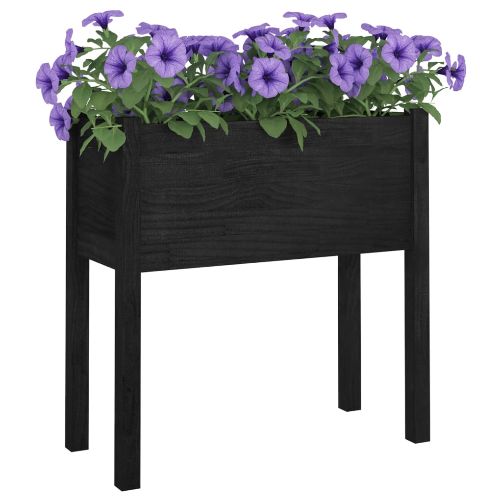 Jardinières 2 pcs Noir 70x31x70 cm Bois de pin massif