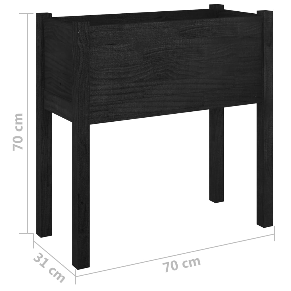 Jardinières 2 pcs Noir 70x31x70 cm Bois de pin massif
