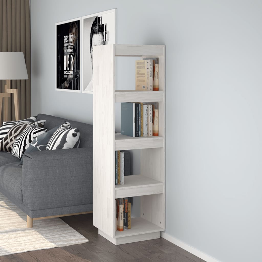 Bibliothèque/Séparateur de pièce Blanc 40x35x135 cm Pin massif