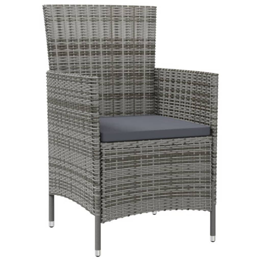 Mobilier à dîner de jardin 5pcs et coussins Résine tressée Gris