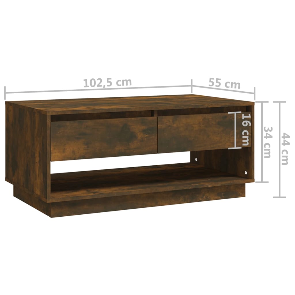 Table basse Chêne fumé 102,5x55x44 cm Aggloméré