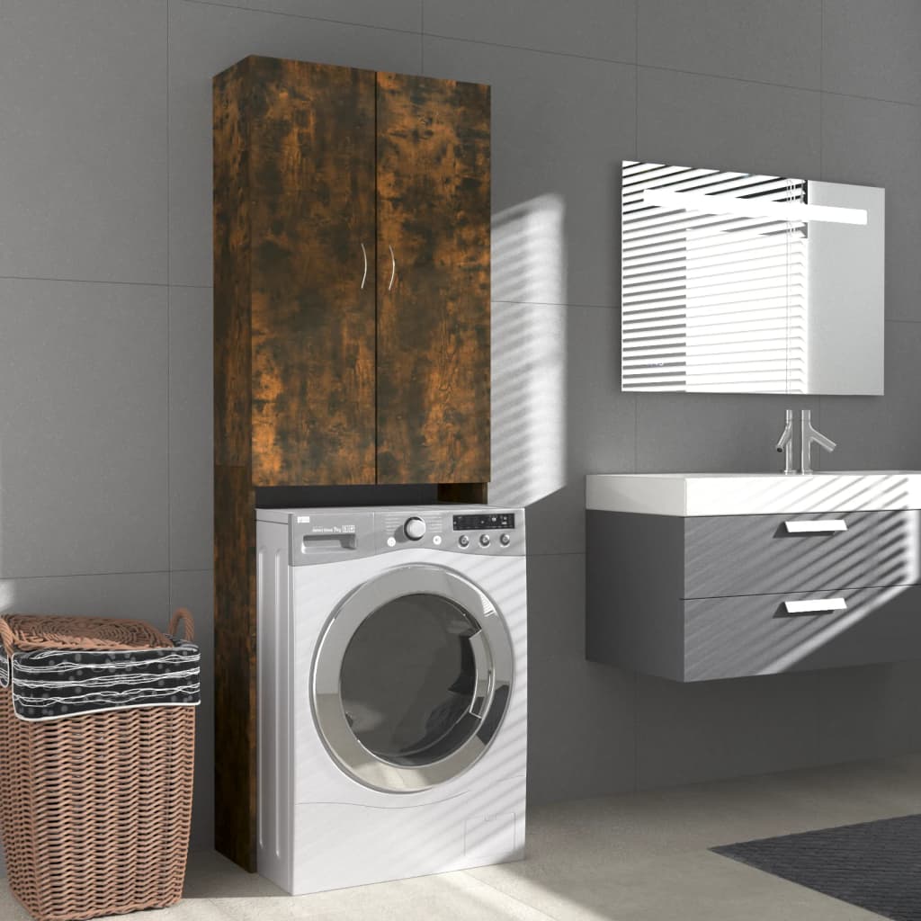 Meuble pour machine à laver Chêne fumé 64x25,5x190 cm