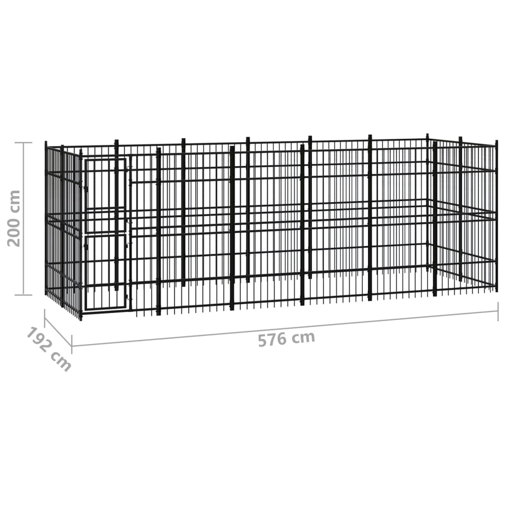 Chenil d'extérieur pour chiens Acier 11,06 m²