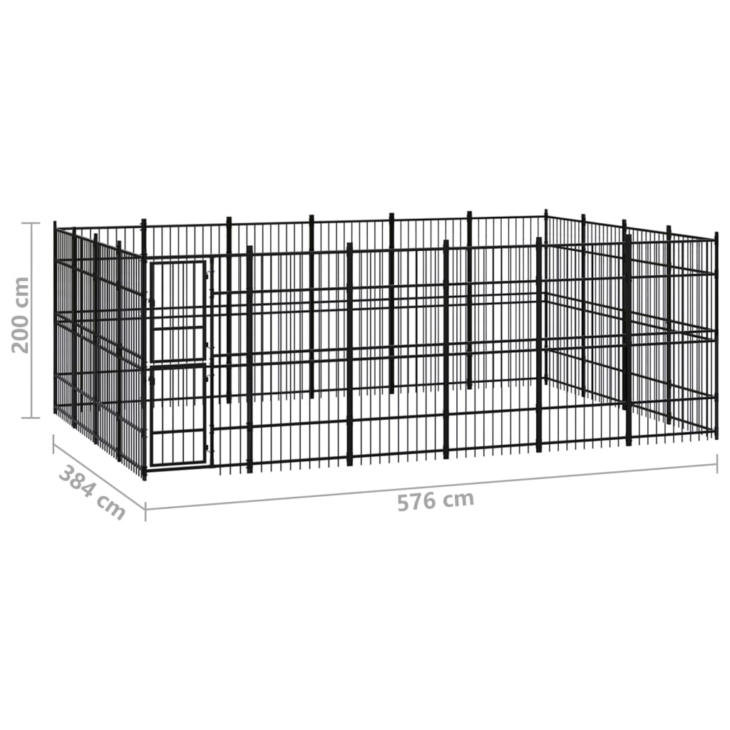 Chenil d'extérieur pour chiens Acier 22,12 m²