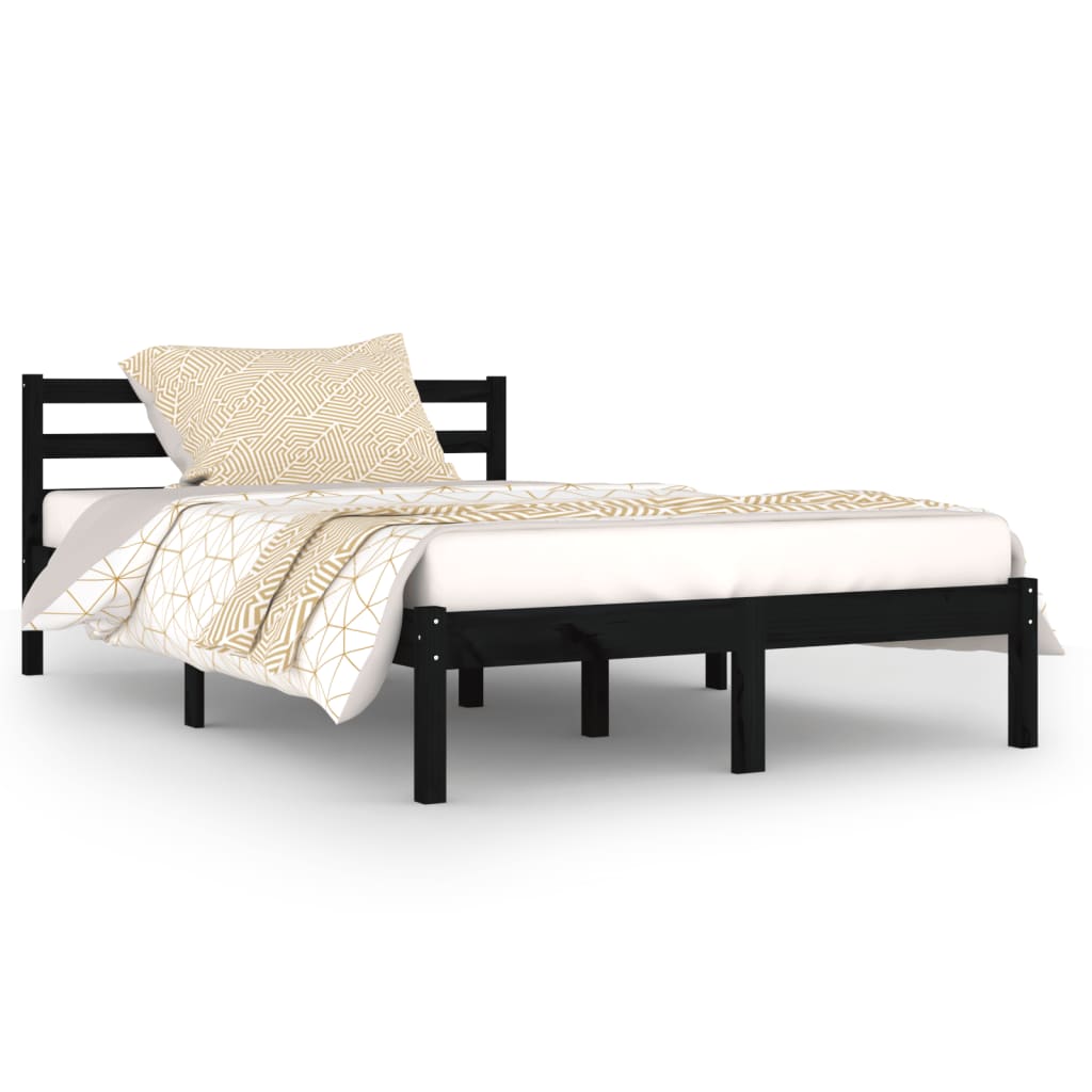 Cadre de lit Bois de pin massif 120x200 cm Noir