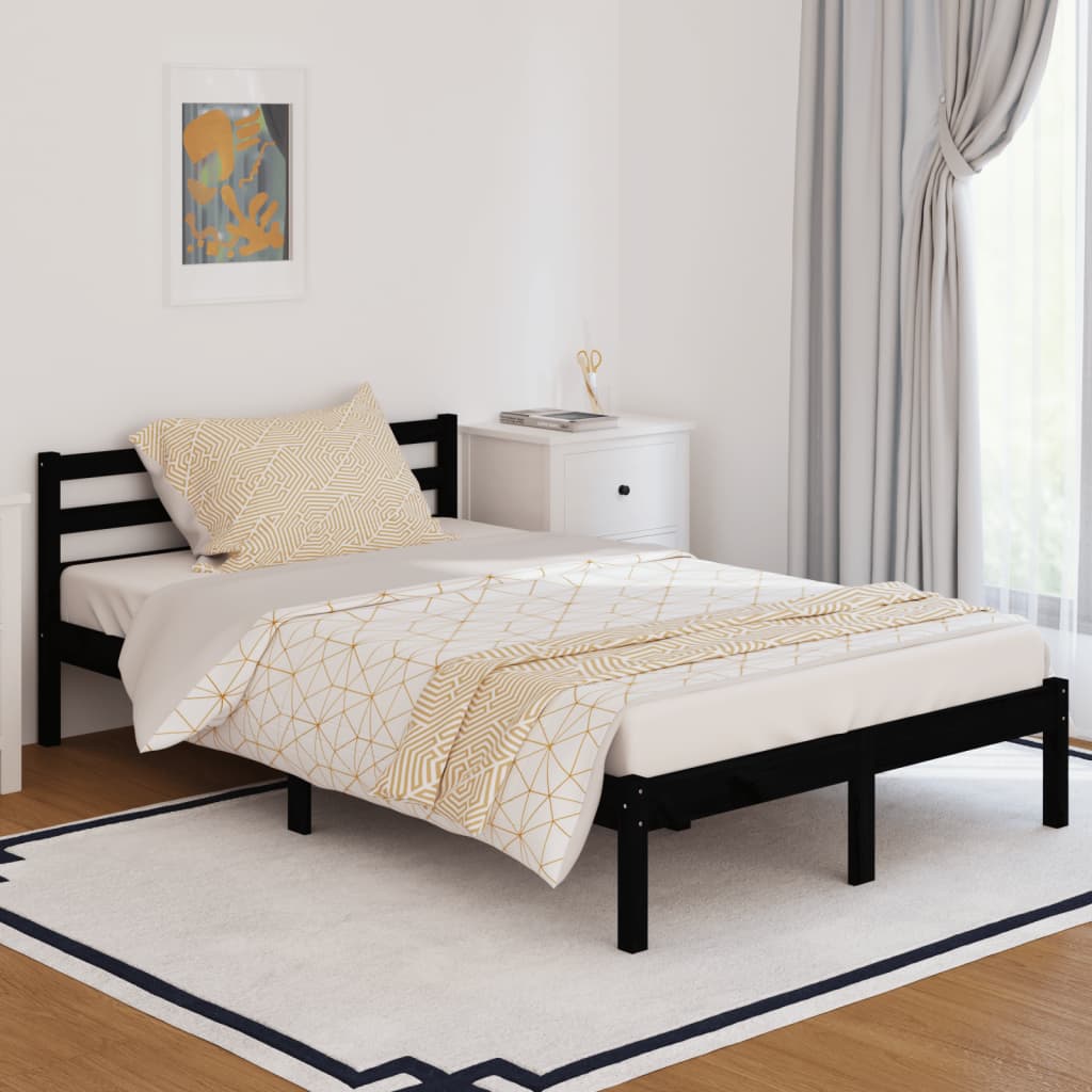 Cadre de lit Bois de pin massif 120x200 cm Noir
