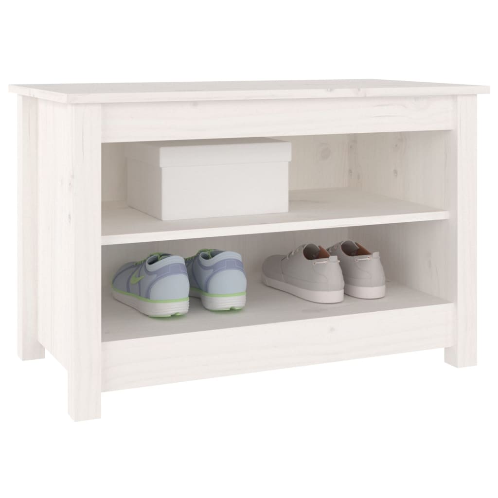 Banc à chaussures Blanc 70x38x45,5 cm Bois de pin massif