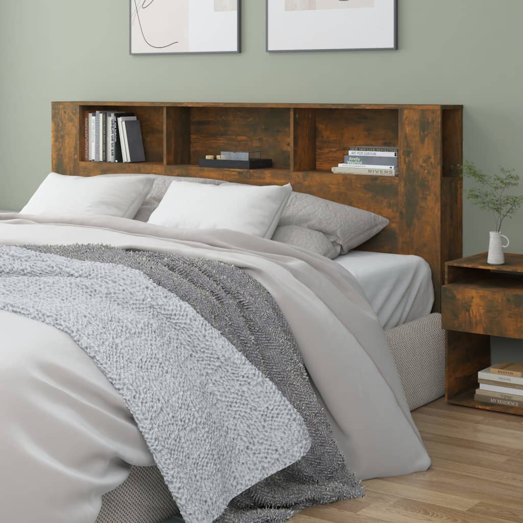Armoire de tête de lit Chêne fumé 200x18,5x104,5 cm