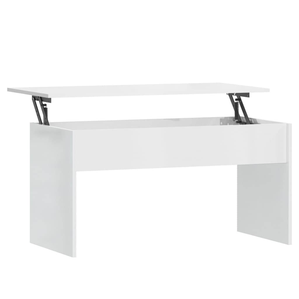 Table basse Blanc brillant 102x50,5x52,5 cm Bois d'ingénierie