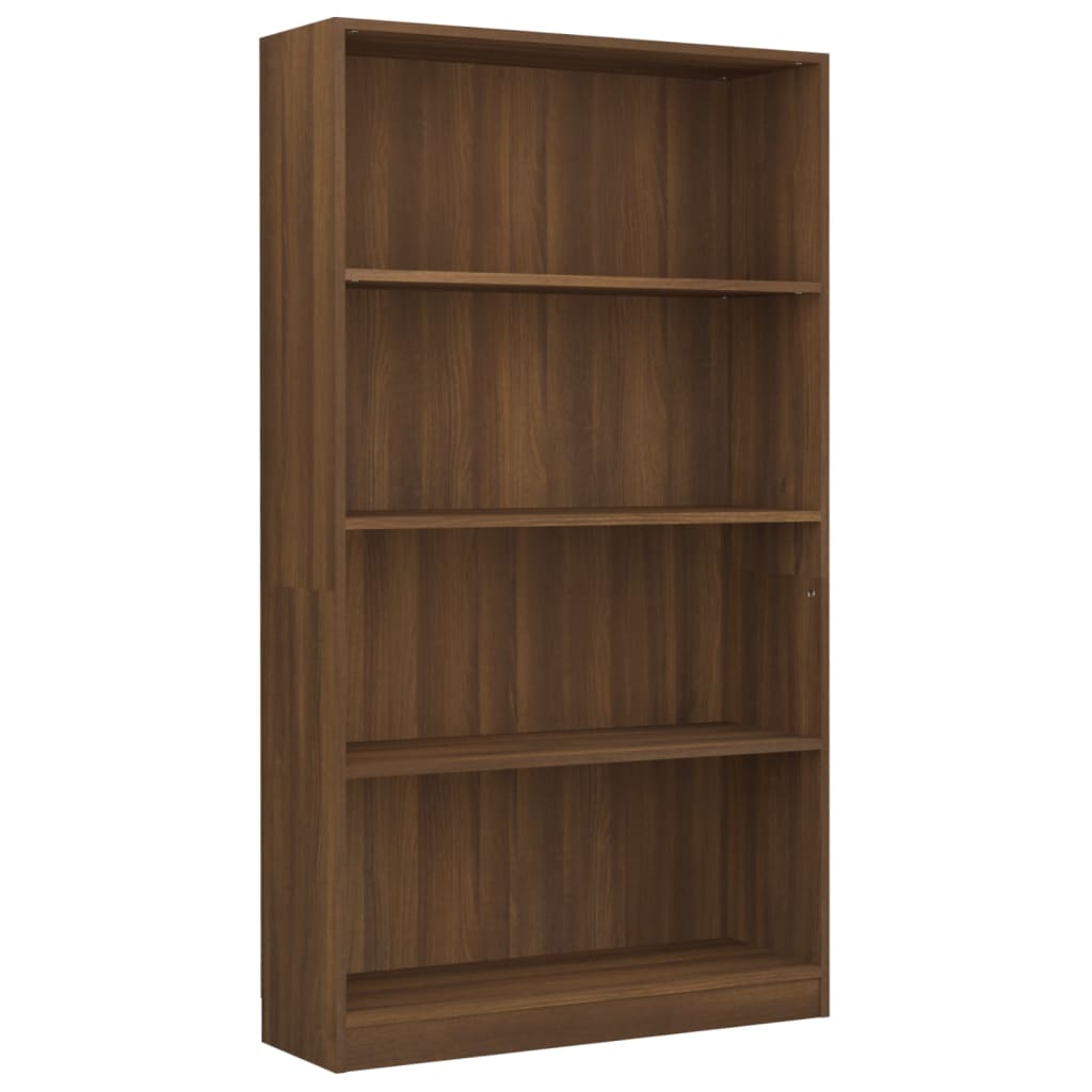 Bibliothèque 4 niveaux Chêne fumé 80x24x142cm Bois d'ingénierie