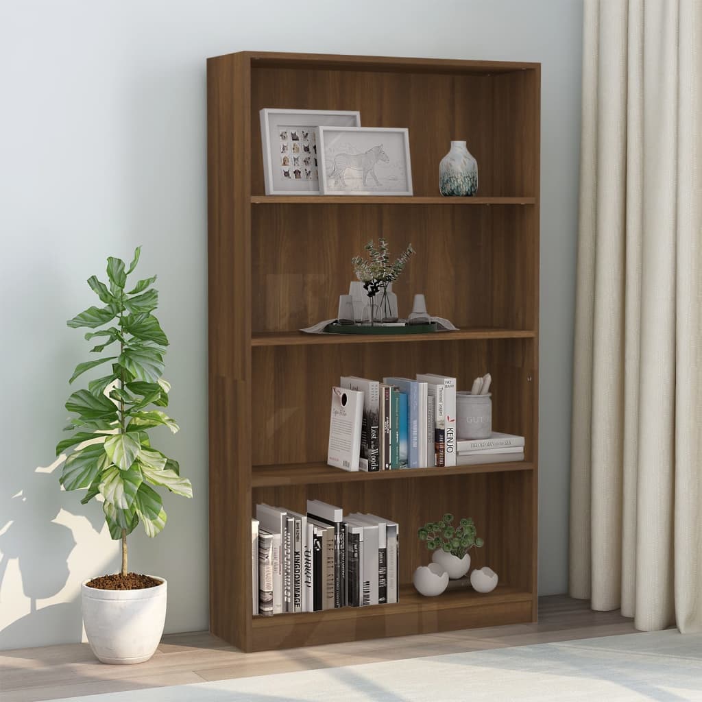 Bibliothèque 4 niveaux Chêne fumé 80x24x142cm Bois d'ingénierie