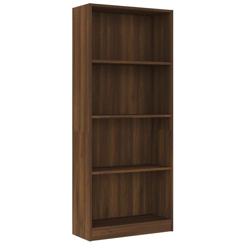 Bibliothèque 4 niveaux Chêne fumé 60x24x142cm Bois d'ingénierie