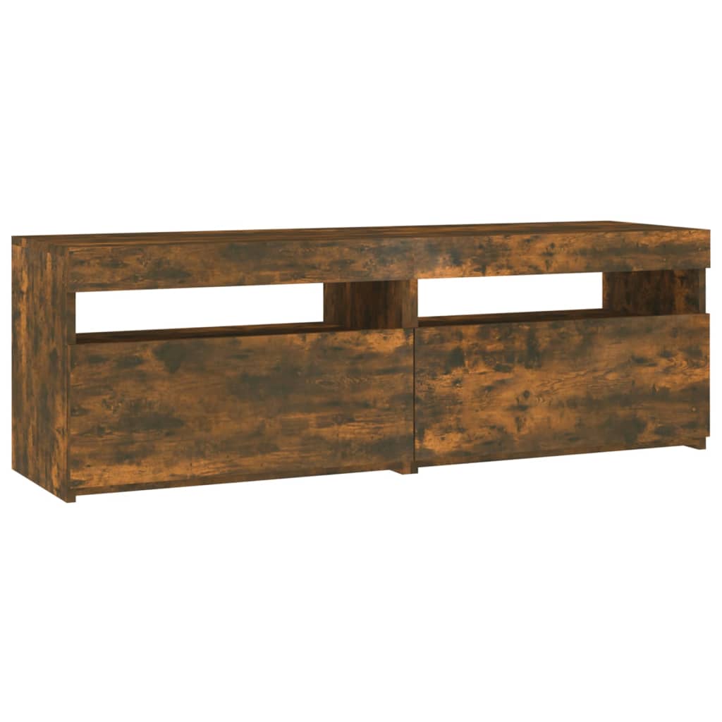 Meuble TV avec lumières LED Chêne fumé 120x35x40 cm