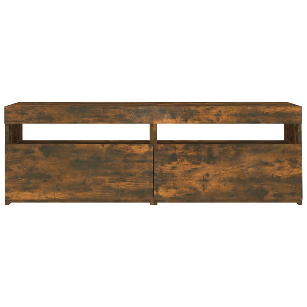 Meuble TV avec lumières LED Chêne fumé 120x35x40 cm